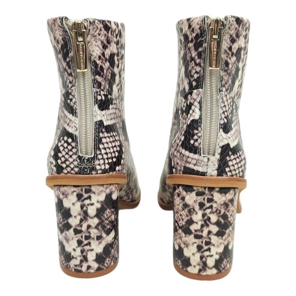 Vince Camuto Bebinder Peep Toe Ankle Boot Womens 5.5 Snakeskin Print Back Zip - Picture 4 of 14